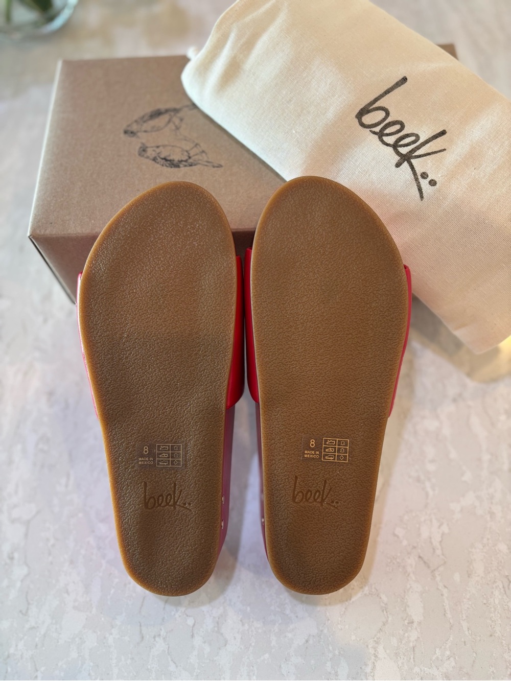 Beek Pelican Lipstick Red Leather Sandals. New with Box. - Picture 4 of 8